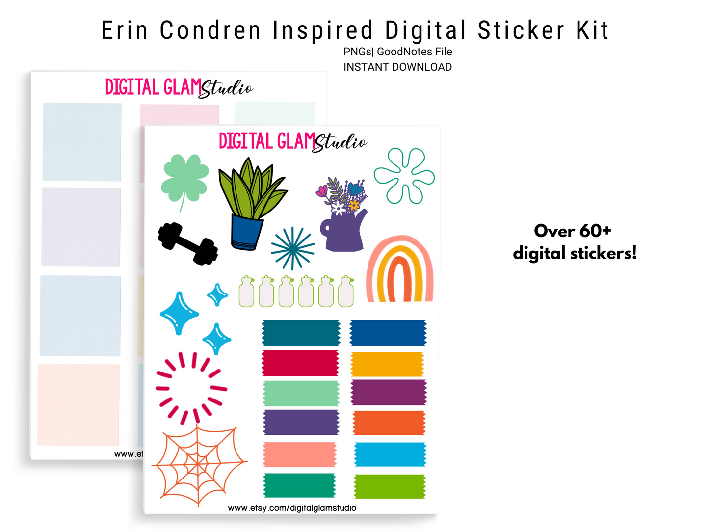 Erin Condren Inspired Digital Stickers, Digital Planner Stickers Widgets, GoodNotes Digital Stickers, Digital Planner Stickers